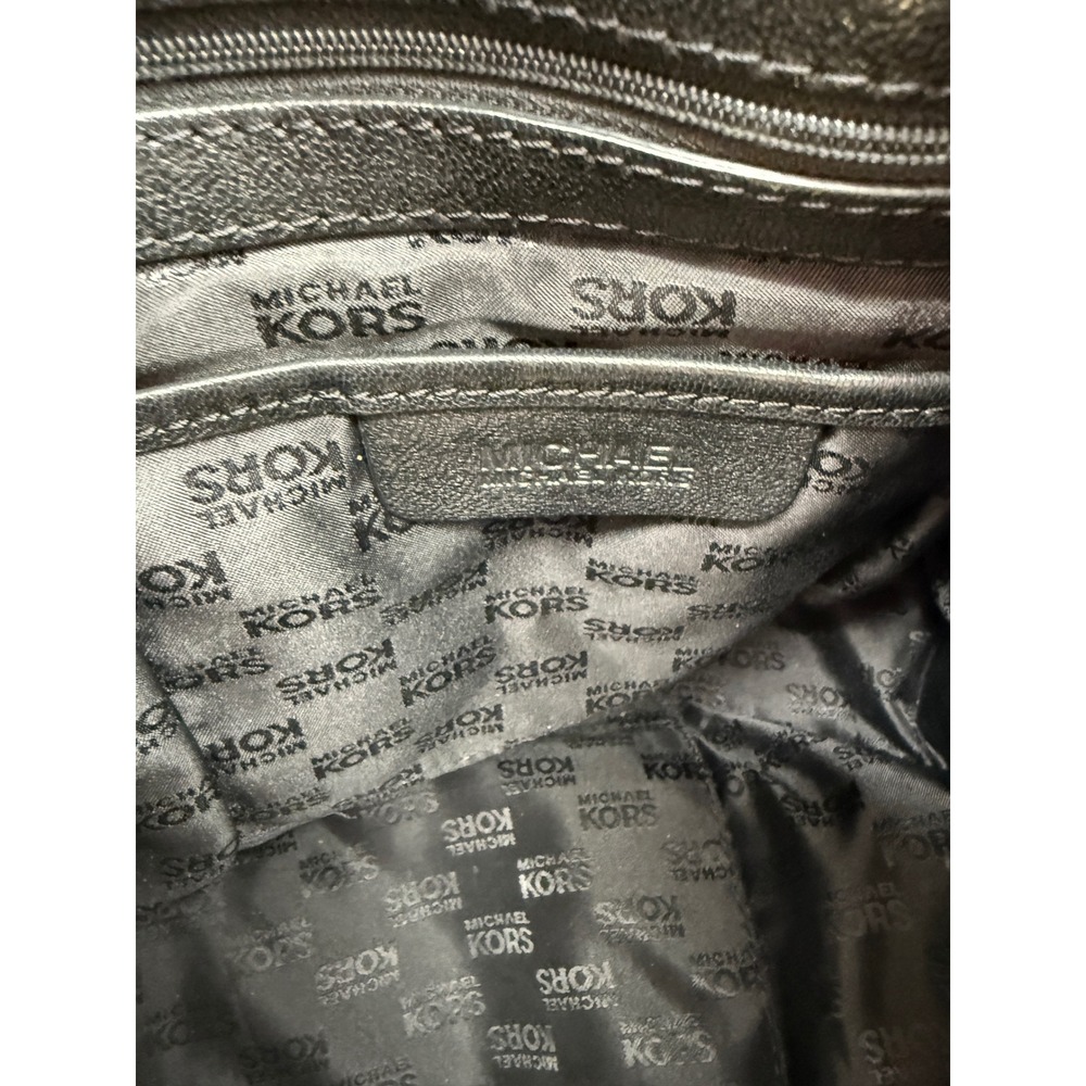 Michael Kors Black Pebbled Leather Hobo Bag Large Gold Hardware Drawstring Y2K - Picture 13 of 14